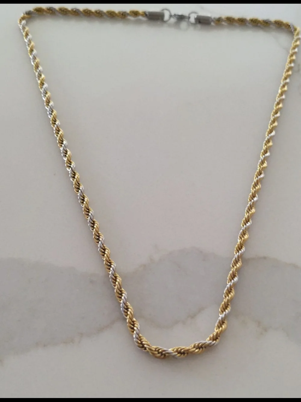 Premium Classic Twisted Rope Necklace in Gold Silver Plated On SSteel